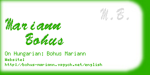 mariann bohus business card